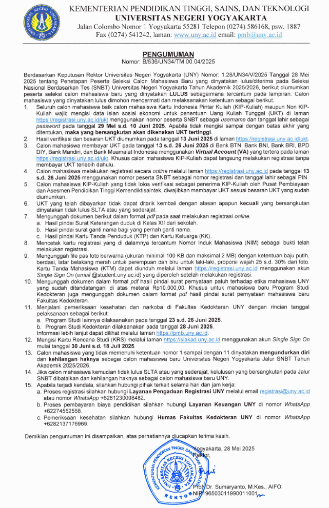 pengumuman snbt uny